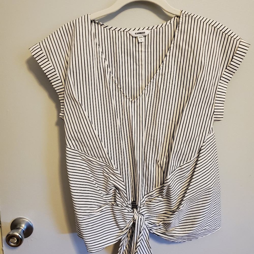 Striped Express front-tie blouse